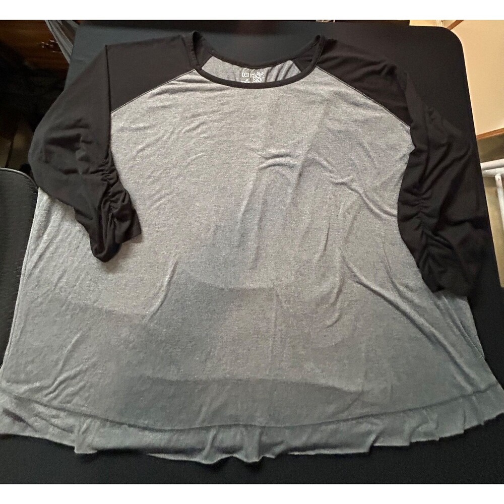 NWOT Terra & Sky 4X 28 30 Black Gray Raglan 3/4 Sleeve T Shirt Tee Blouse Top